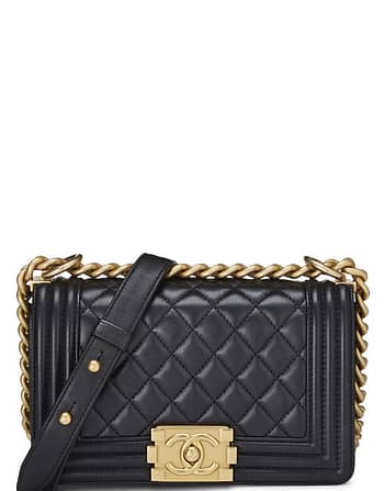 Black Quilted Lambskin Boy Bag Small, , large image number 0